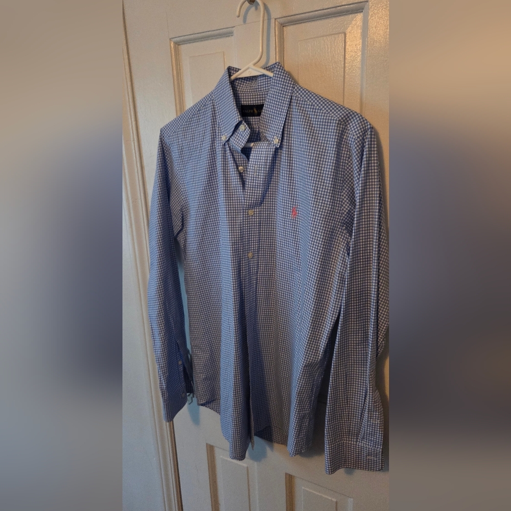 SOLD-Men's Polo Ralph Lauren Blue Checkered Shirt